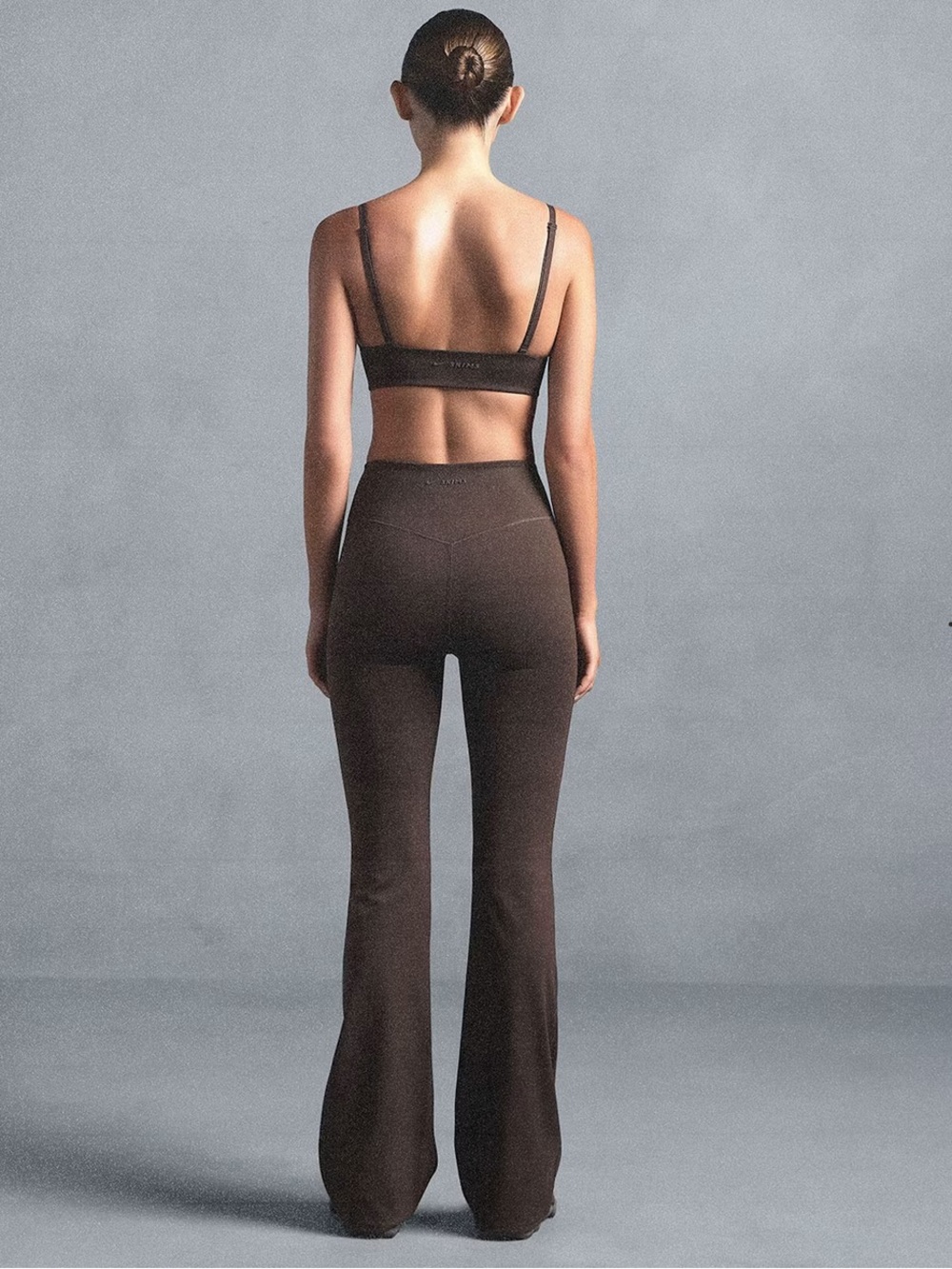 SKIMS Wide-Leg High-Rise Pants in Chocolate Brown